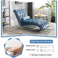thumbnail image 3 of KINFFICT Velvet Chaise Lounge Chair with Toss Pillow, Modern Tufted Button Lounge Chair, Upholstered Indoor Sleeper Chair for Living Room, Bedroom, Lake Blue, 3 of 8