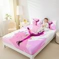 thumbnail image 5 of Feelyou Teens Skating Athlete Twin Sheet Sets, Pink Art Watercolor Twin Fitted Sheet, Eat Sleep Ice Skates Flat Sheet, Ultra Soft Bedroom Decor, 3-Piece, 5 of 8