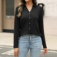 thumbnail image 6 of Delayuji Womens Button Down Shirts Long Sleeve Tops Solid Color Casual Spring Trendy Tops, 6 of 7