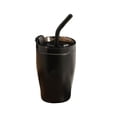 thumbnail image 1 of Botella de agua Wosthever Vacío de paja portátil 380ml Boca ancha Antideslizante Color sólido Negro, 1 of 6