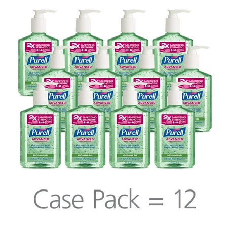PURELL Advanced Hand Sanitizer Soothing Gel, Fresh scent, with Aloe and Vitamin E- 8 fl oz pump bottle (Pack of 12) - 3016-12-CMR