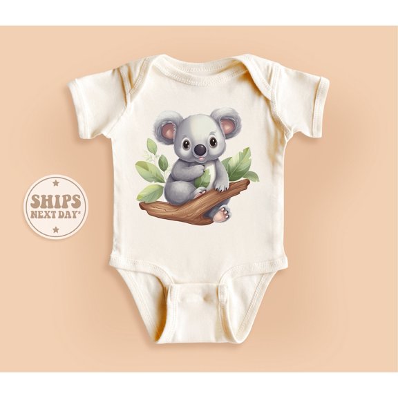 Bella Canvas with Koala Bear, Little Koala, Animal, Safari Cute and Cool, Baby Boy or Girl Bodysuit Gift