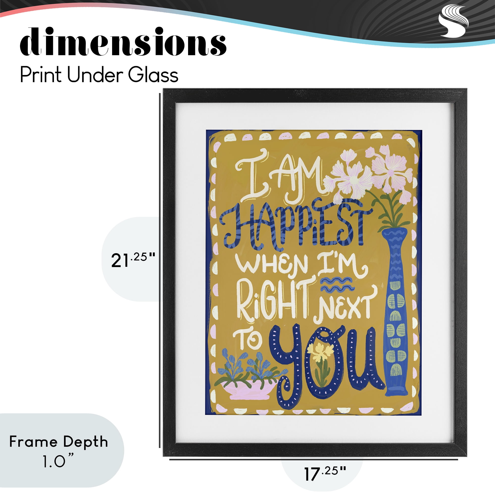 Stupell Industries Happiest Next To You Black Framed Print Under Glass, design by Connie Summers