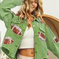 thumbnail image 4 of Women Fall Jackets Vintage Raw Hem Distressed Cropped Corduroy Rugby Football Sequin Short Shacket Lightweight Jacket, 4 of 8
