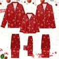 thumbnail image 2 of Jkety Silk Matching Christmas Pajamas for Family Striped Button Down Shirt and Pants Silky Satin Xmas Pjs Sets for Pictures, 2 of 6