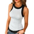 thumbnail image 1 of MAWCLOS Débardeurs pour Femmes T-Shirt Uni Sans Manches T-Shirt Basique d'Été à Col Rond Haut Noir Blanc G, 1 of 2