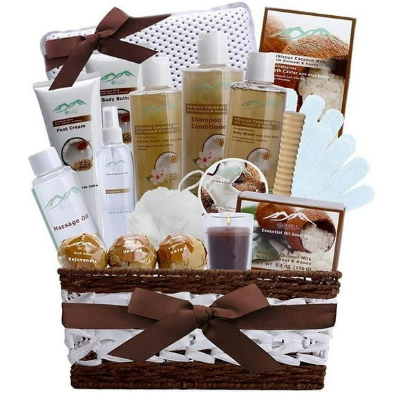 Purelis B094PV8SDV Hibiscus & Coconut Milk Bath & Body Spa Gift Basket for Women