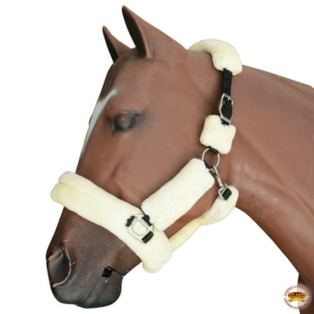 Medium Hilason Comfort Fleece Nylon Horse Halter Natural