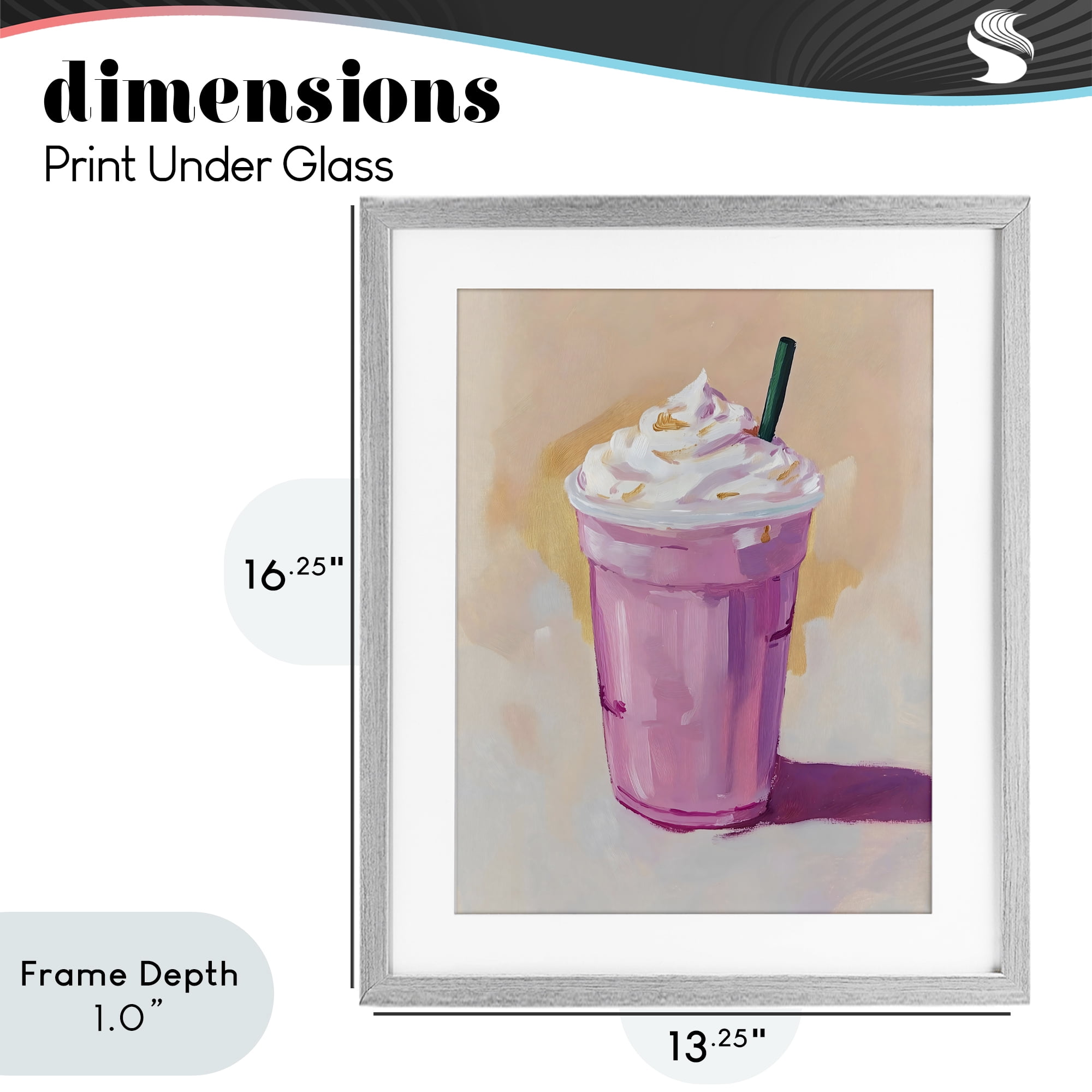 Stupell Industries Pink Strawberry Shake Gray Framed Print Under Glass, design by The Prints Vibe