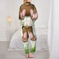 thumbnail image 5 of Kll Brown Bunny Bottom And Easter Eggs Print Women'S Long Sleeve Pajamas With Pants Sleepwear Loungewear 2 Set-Medium, 5 of 9