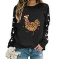 thumbnail image 3 of Shadoumai Christmas Chicken Graphic Sweatshirts For Women Crew Neck Pullover Cute Xmas Long Sleeve Crewneck Sweatshirt Pullover Tops, 3 of 5