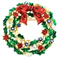 thumbnail image 1 of Multicolor Christmas Bow Wreath Swarovski Crystal Pin Brooch, 1 of 4