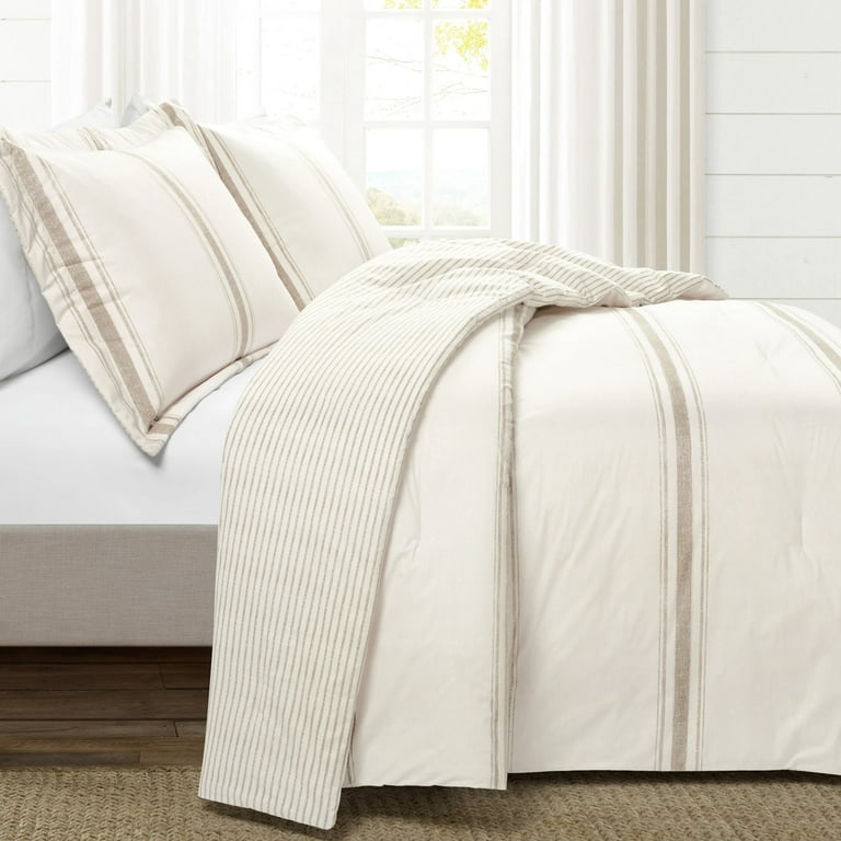 Farmhouse Stripe Cotton Reversible Comforter Set