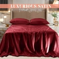 thumbnail image 2 of Elegant Comfort Luxurious 4-Piece Silky Satin Sheet Set, Skin and Hair Friendly, Wrinkle, Fade, Stain Resistant with Deep Pockets Fitted Sheet, Cooling Soft Satin Sheet Set, Cali King, Burgundy, 2 of 5