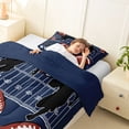 thumbnail image 4 of Castle Fairy Eat Sleep Football Twin Comforter Sets 2pcs, Rugby Court Bedding Set, Navy Brown,Navy Blue Reversible,1 Comforter and 1 Pillowcase, 4 of 6