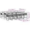 thumbnail image 4 of vidaXL 11 Piece Garden Dining Set with Cushions Grey Poly Rattan, 4 of 5