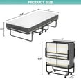 thumbnail image 6 of Folding Bed with Mattress, Portable Rollaway Bed for Adults, Sturdy Folded Guest Bed on Wheels, Space Saving Foldable Bed with Memory Foam Mattress, Cot Size Bed for Easy Storage, 75” x 31”, 6 of 8