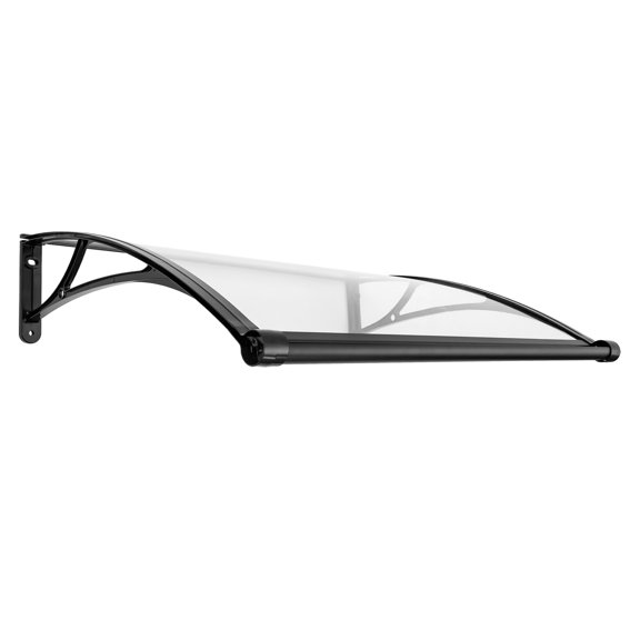 Dwellnix Front Door Canopy with Curved Design & Drainage Gutter, Polycarbonate Awning Shelter for Rain, Snow & UV, Entryway Shade for Porch or Balcony