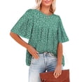 thumbnail image 1 of Top de verano para mujer, blusa de manga corta, blusa redonda de manga corta, cuello redondo, blusa de manga corta, rendimiento de primer nivel, 1 of 6
