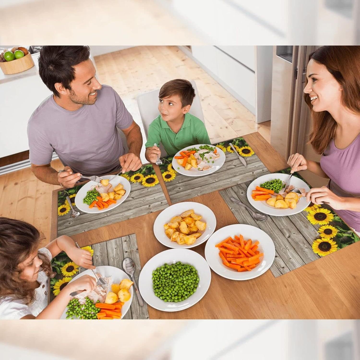 Sunflower Cloth Placemats for Dining Table Set of 4 Woven Place Mats Rectangle Fabric Table Mats