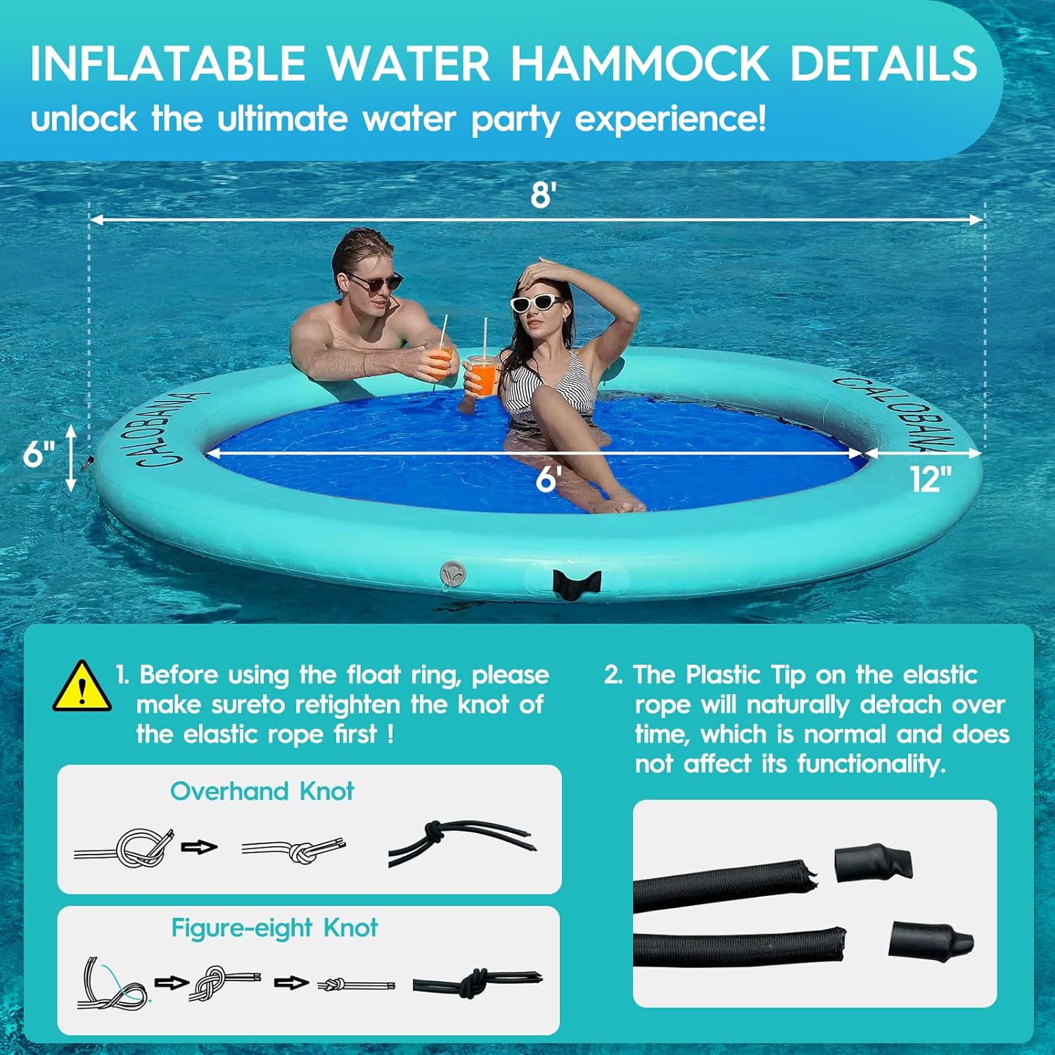 Water Hammock (8' Circle) Mint Green+BlueRound Floating Ring