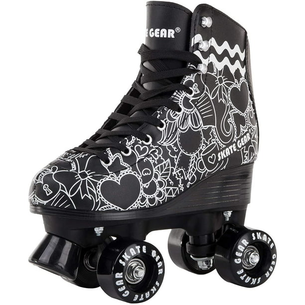 Federal Dar permiso Universidad Skate Gear Retro Quad Roller Skates, Holiday Gift for Girls (Graphic Black,  Youth 1) - Walmart.com