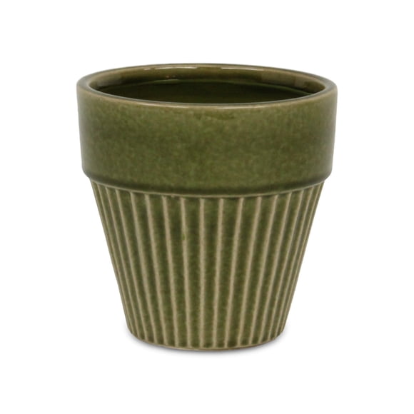 Maceta grande de cerámica de color verde oliva de Planter Cheung's Corseta