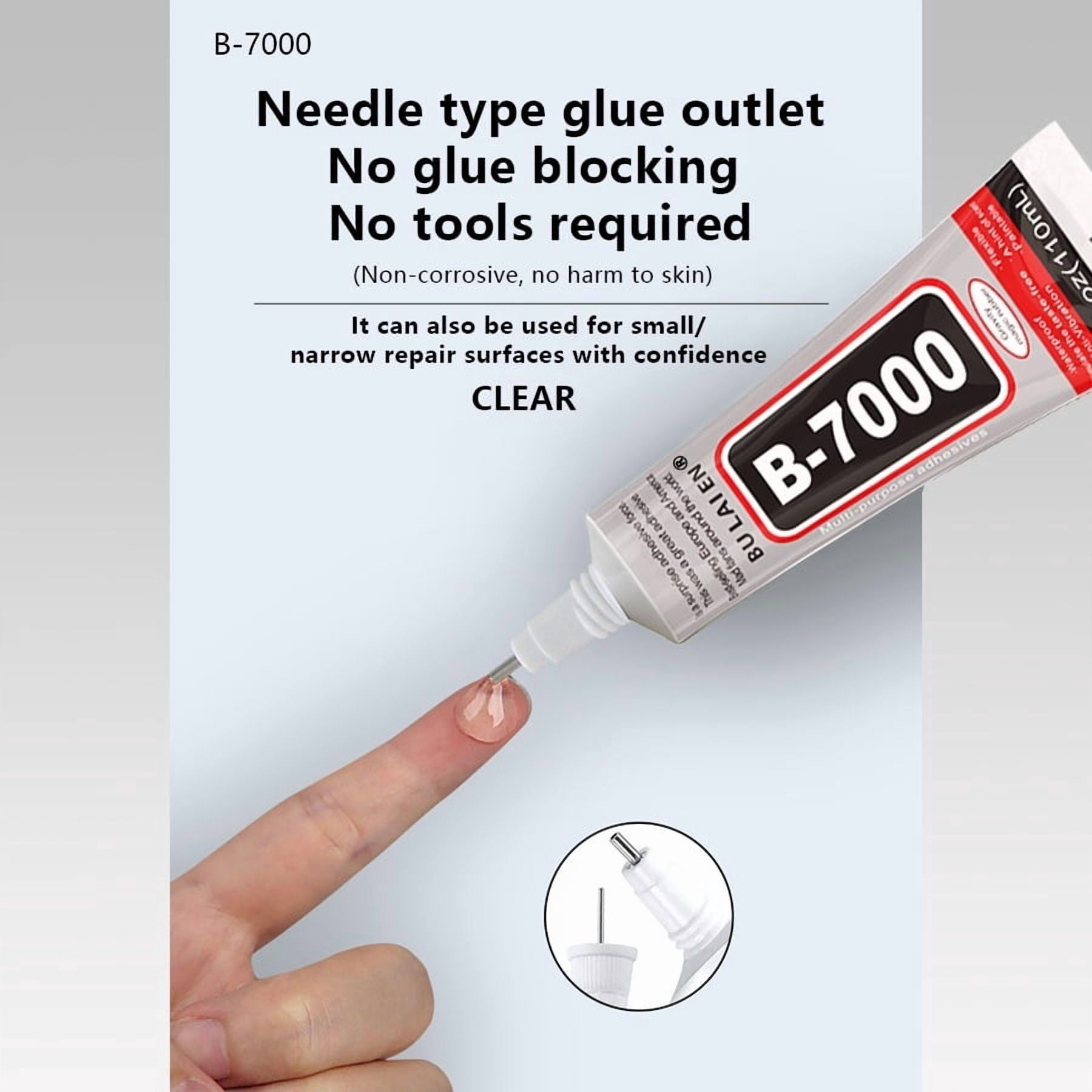 4 Count 110ml B7000 Clear Industrial Grade Multi-Purpose Adhesive, Strong Bond for Rhinestones, Crafts, Jewelry, Fabric, Wood, Glass, Phone Repair and Crystal Stone Bonding