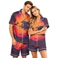 thumbnail image 2 of Festively Fun Couples Matching Halloween Pajamas Short Sleeve Button Front Shirt and Shorts Sleepwear Sets for Men and Women, 2 of 5