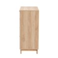 thumbnail image 4 of Baxton Studio Elsbeth Mid-Century Modern Oak Brown Finished Wood and Natural Rattan 5-Drawer Storage Cabinet, 4 of 5