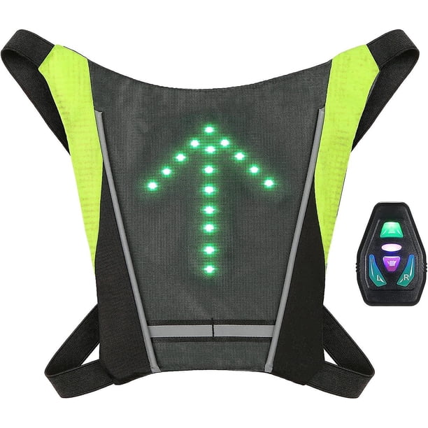 Chaleco reflectante para ciclismo, accesorio reflectante para mochila, recargable por USB con control remoto con luces LED intermitentes, equipo de seguridad para ciclismo y carrera