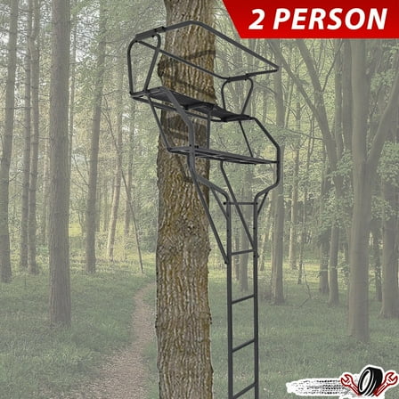 Protable 18 Feet 500LB Deer Hunting Ladder 2 Man Tree Stand Step W/ Seat Harness