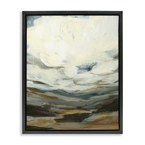 Stupell Industries Abstract Heavy Clouds Landscape Painting Black Floater Framed Art Print Wall Art, 17 x 21