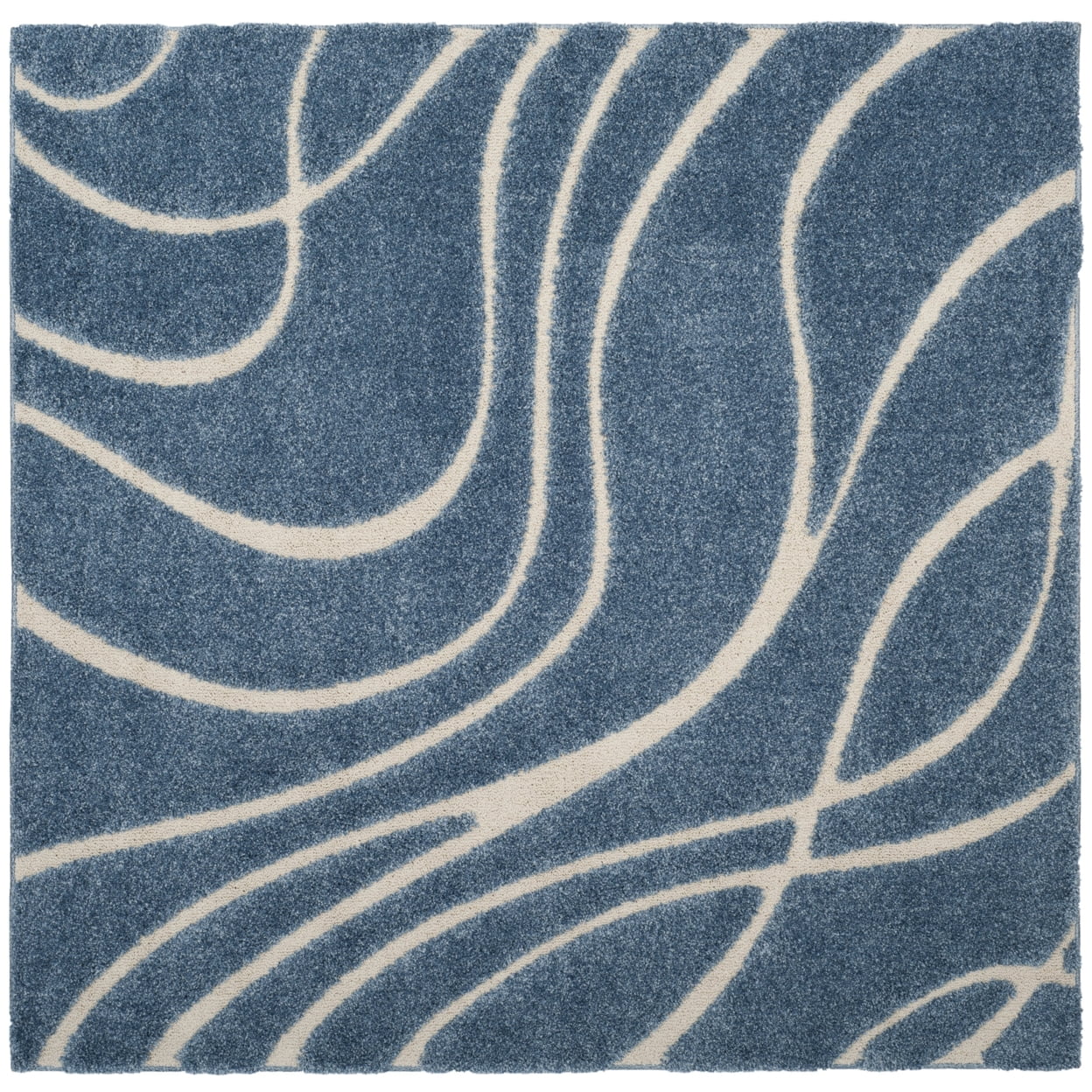 SAFAVIEH Florida Tamzen Abstract Shag Runner Rug, Light Blue/Cream, 2'3" x 7'