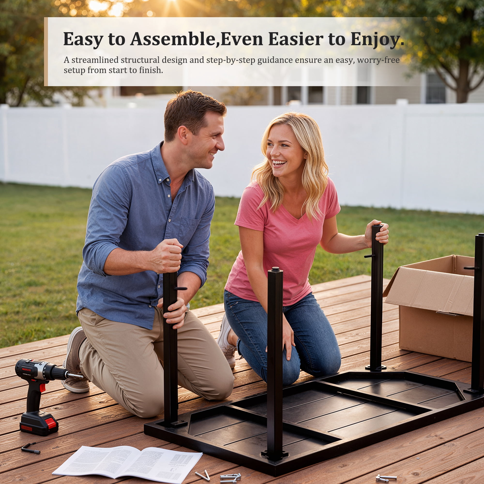 Deersky 4 Pieces Outdoor Patio Furniture Set with 2 All-Weather Wicker Chairs, Loveseat and Coffee Table, Easy Assembly for Balcony, Porch, Backyard