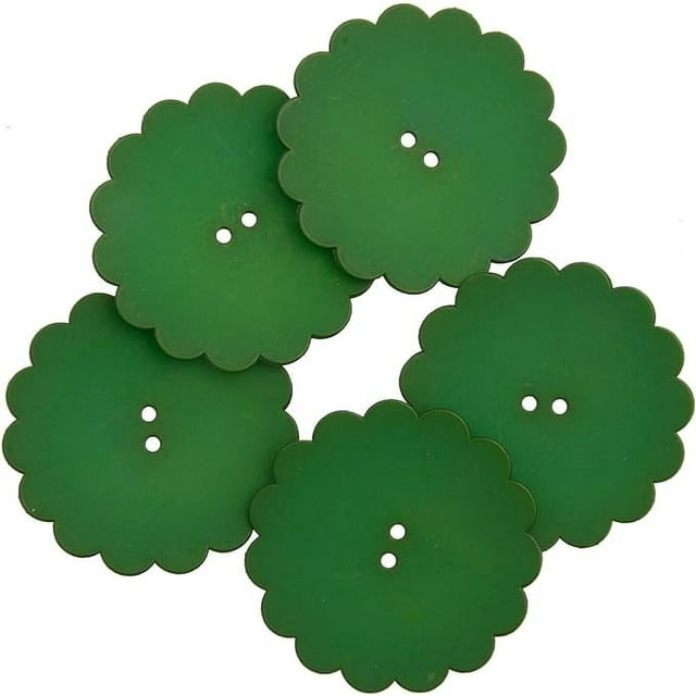 Mibo 5 Pcs Résine de Nylon - Forme Marguerite - Bouton Festif des Fêtes - 64L(40mm) - 2 Trous - Vert Forêt