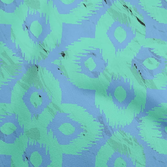 oneOone Polyester Spandex Turquoise Blue Fabric Asian Ikat Fabric For Sewing Printed Craft Fabric By The Yard 56 Inch Wide