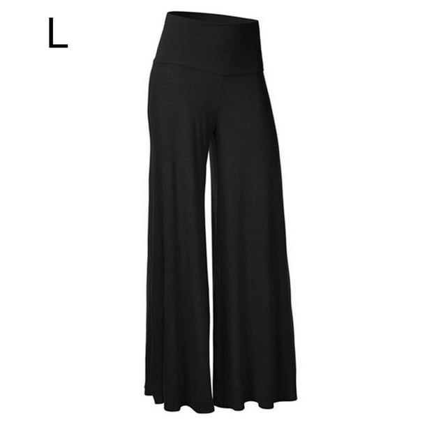 Pantalones Pantalones de yoga de cintura alta Pantalones de mujer de pierna ancha Ropa deportiva, Negro, L kenally AP002098-17