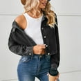 thumbnail image 7 of Wiyuqeen Womens Cropped Jean Jacket Elegant Button Down Denim Jackets Fitted Lapel Long Sleeve Jean Coat Petite Ladies Denim Outfit, 7 of 7