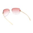 thumbnail image 4 of Diva Leopard Jewel Hinge Rimless Curved Wrap Lens Sunglasses Gold - Pink, 4 of 4