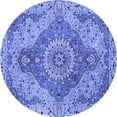 thumbnail image 1 of Ahgly Company Machine Washable Indoor Round Medallion Blue Traditional Area Rugs, 5' Round, 1 of 4