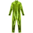 thumbnail image 3 of iiniim Girls Long Sleeve Shiny Metallic Jumpsuit Dance Gymnastics Leotard Bodysuits Unitard Dancewear Green 4-6, 3 of 6