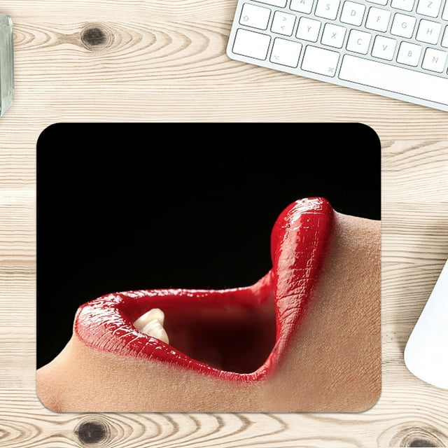 EGNMCR Mouse- Pad Tapis de Souris Lèvres Rouges Charmant Femme Dame Bouche Décoratif Mousepad Déco Maison pour Ordinateurs Portable Bureau 7.9X9.5 Pouces