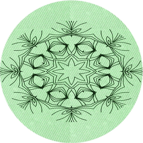 Ahgly Company Machine Washable Indoor Round Transitional Mint Green Area Rugs, 3' Round