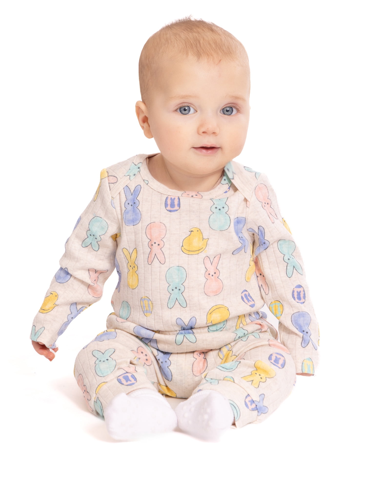Peeps Unisex Baby Easter Long Sleeve Bodysuit with Matching Joggers, 2-Piece Set, Sizes Newborn-12M