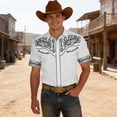 thumbnail image 2 of CONZONE Mens Buttons Down Shirts Short Sleeve Shirts for Men Trendy Western Cowboy Graphic Lapel Soft Lightweight Tops, 2 of 4