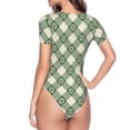 thumbnail image 4 of Naloa Daisy Plaid Green Women's Short-Sleeved Onesie, One-Piece Swimsuit for Parties, dates, clubs - Medium, 4 of 9