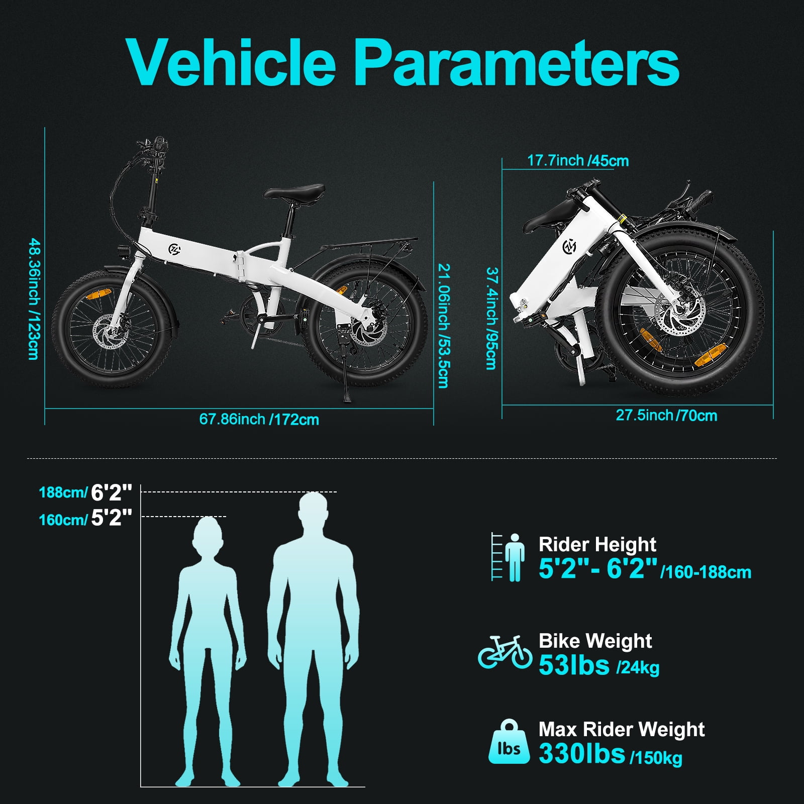 Zoonlai Electric Bike for Adults,750W Motor Foldable 48V 10.4Ah Removable Battery,20" Fat Tire,City Urban Commuting Bicycles,UL2849