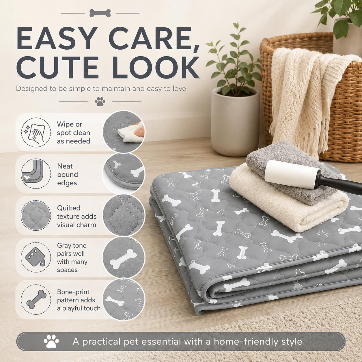 NovaPaw Washable Puppy Pee Pads, Reusable Dog Training Pads with Ultra Absorbent Multi-Layer Design, Leakproof Non-Slip Pet Potty Pads for Puppies, Dogs, Cats, Crates and Indoor Use(M:23.6*15.7in)