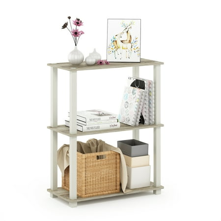 Furinno Durable 11.4 W x 23.6 D x 29.6 H 3-Shelf Freestanding Shelving Unit, Sonoma Oak and White